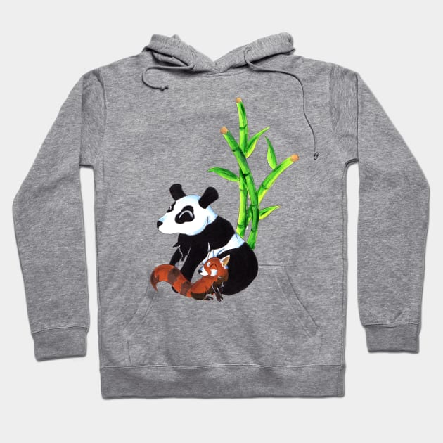 Panda Duo Hoodie by KristenOKeefeArt